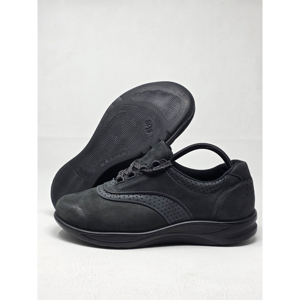SAS Walk Easy Shoes Womens Size 9.5 Wide Walking Sneakers Lace Up Low Top Black